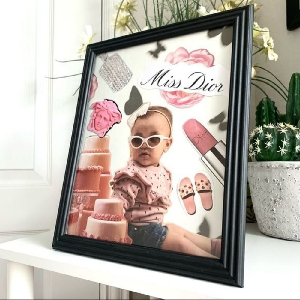 Deluxe Pink Baby Dior Theme Handmade 8x10 Collage